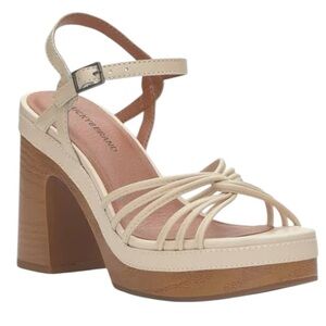 Lucky Brand Ismene  Buckle Strappy Open Toe Platform Sandals Block Heel Size 10